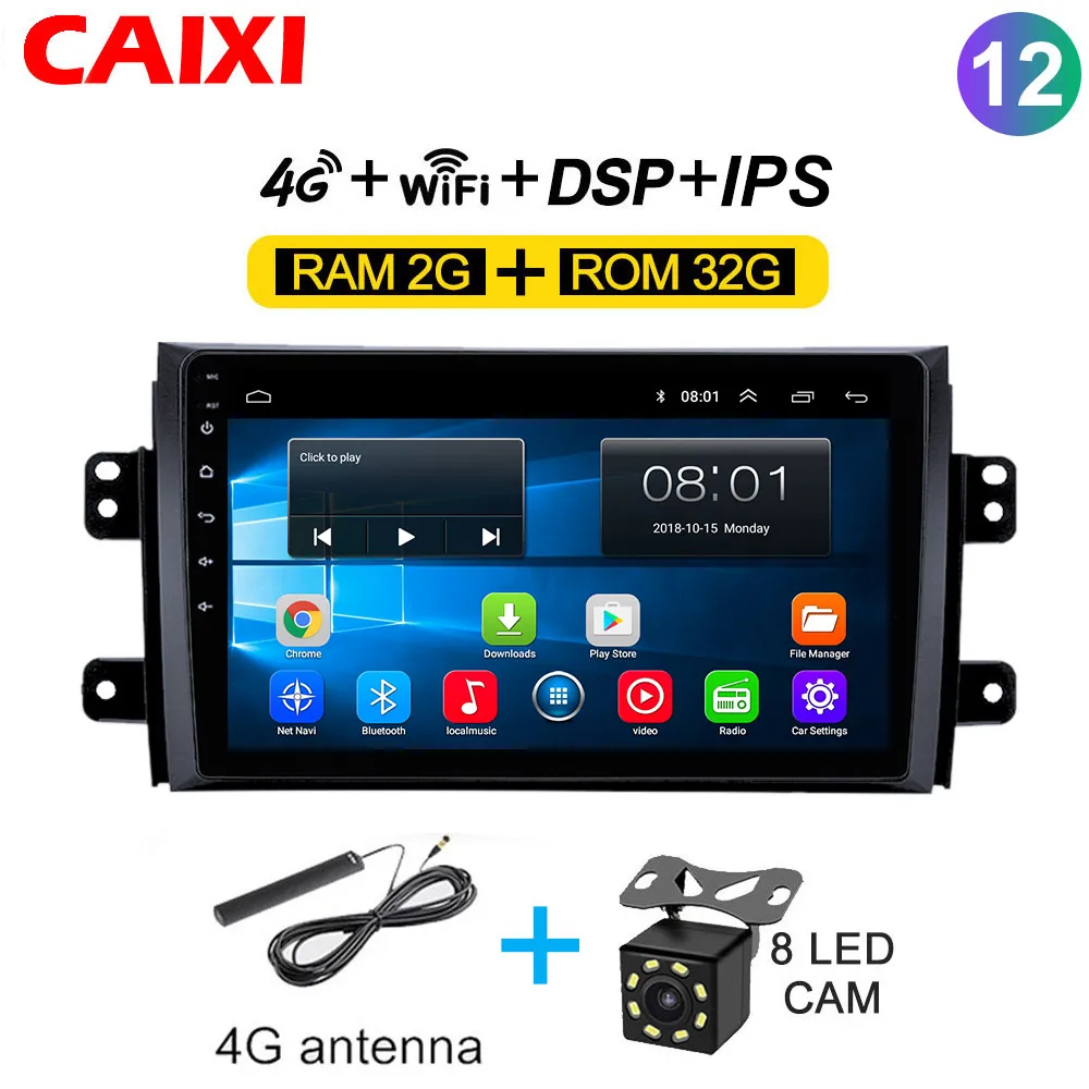 CAIXI Car Android 8,1 радио мультимедиа плеер для Suzuki SX4 2006 2007 2008 2009 2010 2011 2012 2013 автомобиля gps Navigatio плеер - Цвет: Cx-SX4-32G-4G-CAM