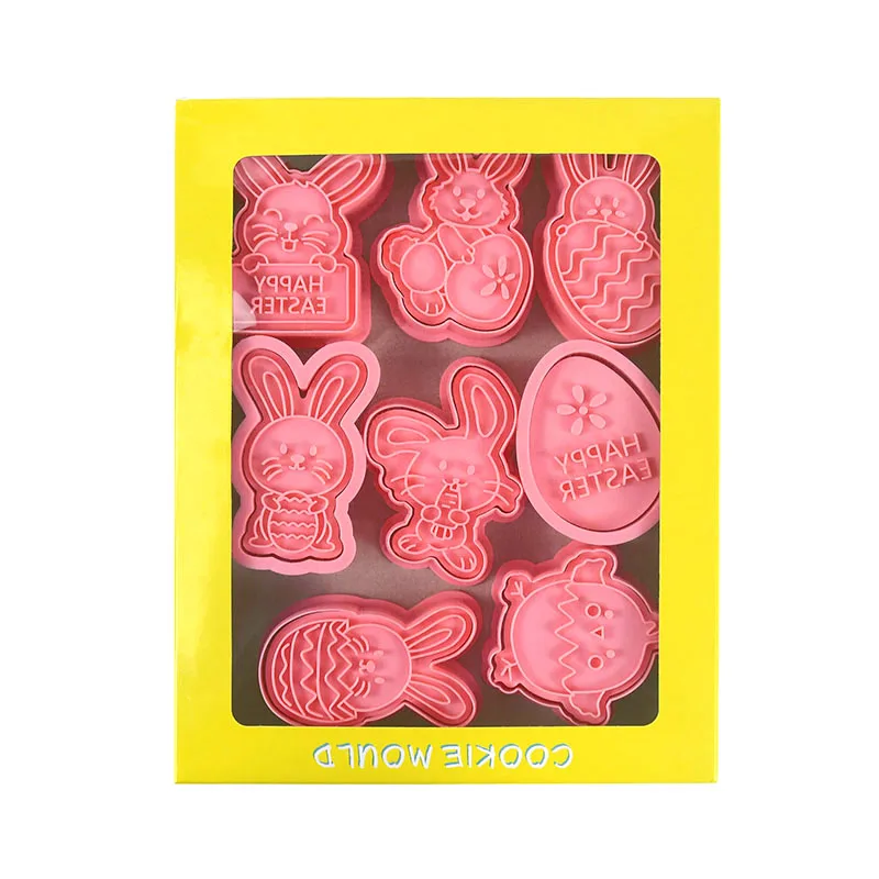 8pcs Cute Rabbit Cookie Embossing Mold For Easter Birthday Party Cake Decoration Children's Handmade Dessert Baking | Дом и сад