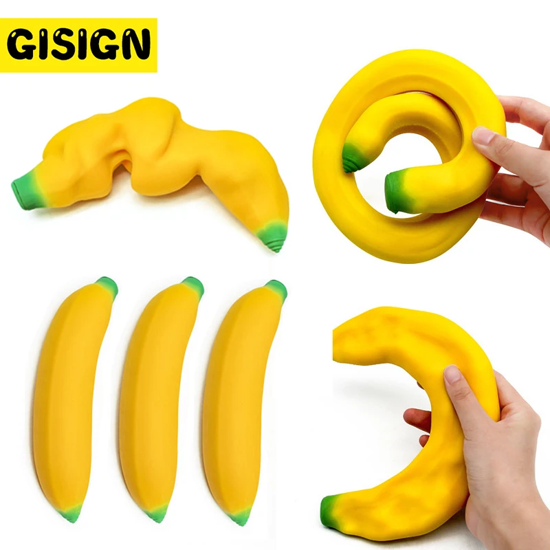 

Stretchy Banana Sensory Toy Squeeze Squishy Stress Relief Toy Fidget Toys For Kids Antistress Elastic Gluesand Filled Rubber Toy