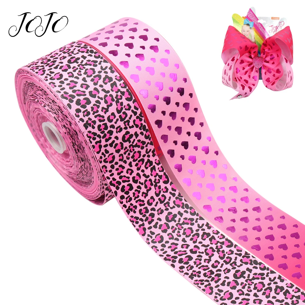Бант JOJO BOWS 75 мм 2y лента в рубчик на День святого Валентина форме сердца леопарда