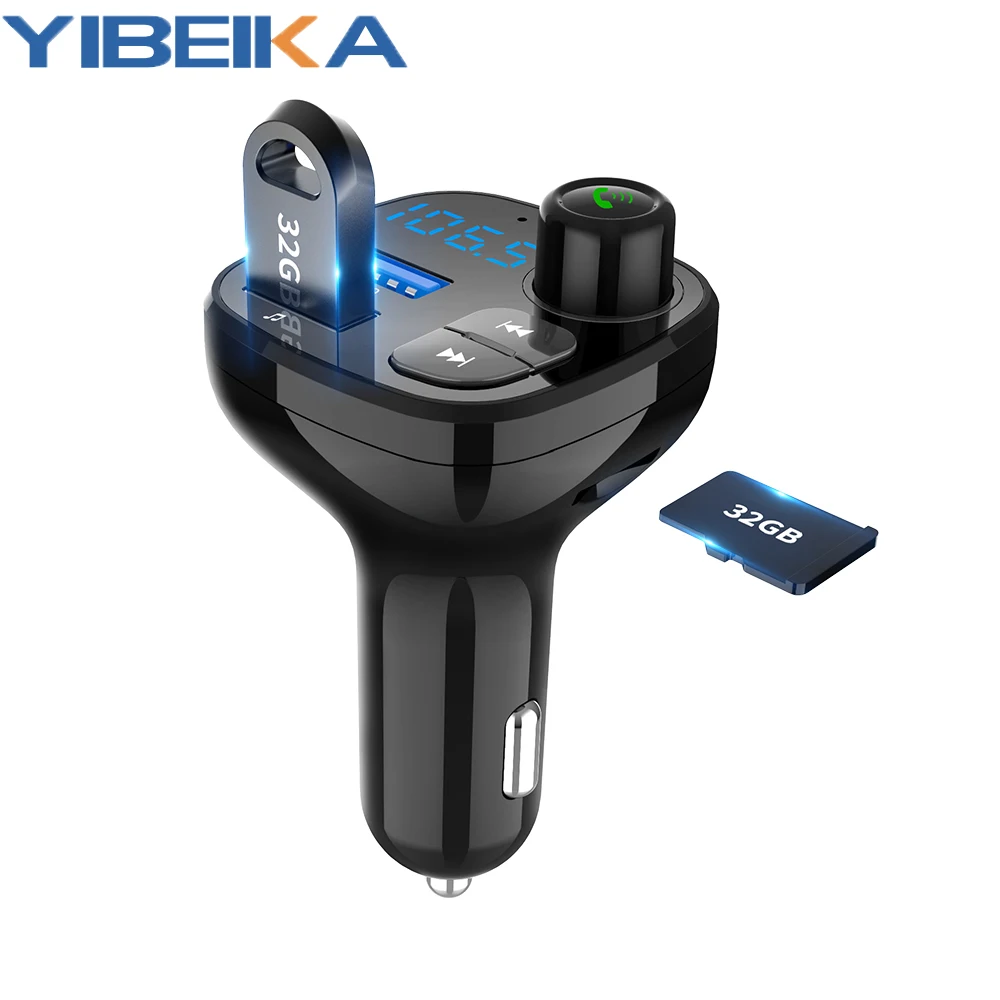 Bluetooth 5 0 MP3 плеер Handsfree Car Kit FM передатчик Поддержка TF карта U диск QC3.012V для быстрой