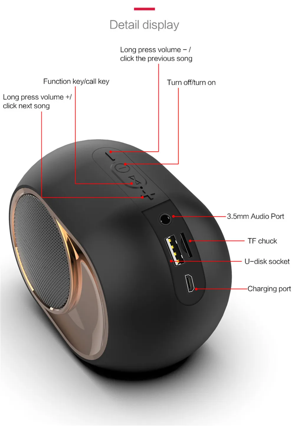 HYASIA TWS Wireless Bluetooth Speaker Portable Box Outdoor Speaker Bluetooth 5.0 Subwoofer Support USB FM Radio AUX TF Handsfree