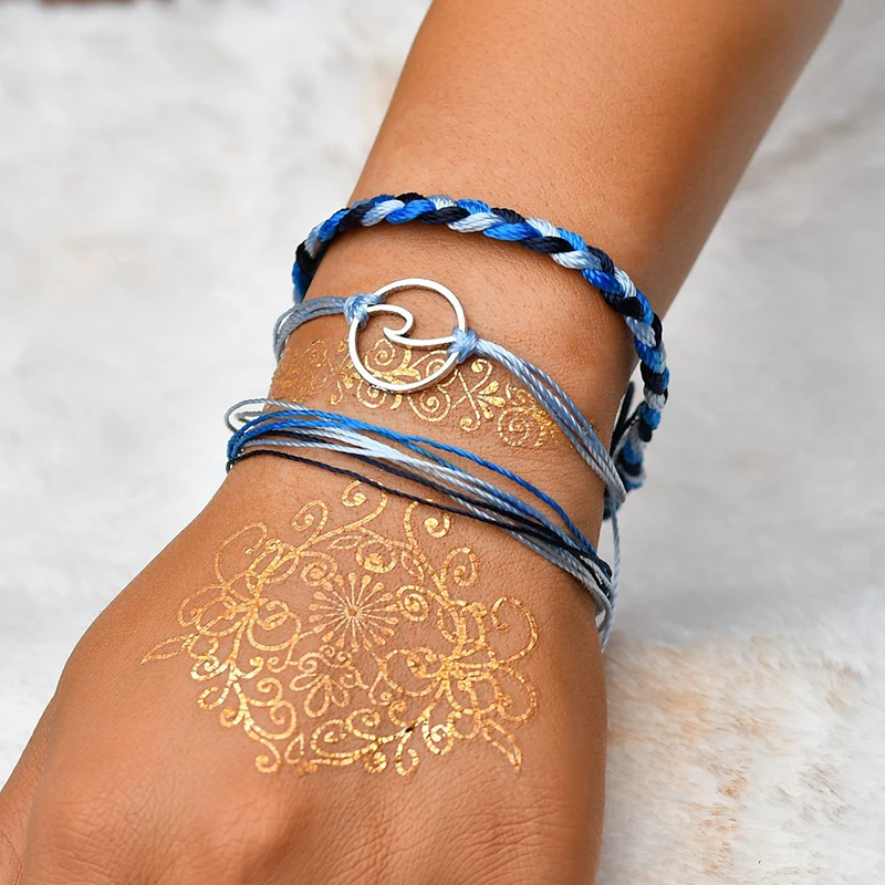 

Blue Bohemian String Cord Woven Braided Bracelet&Bangles Tassel For Women Handmade Bracelets Charm Friendship Bracelet BT200290