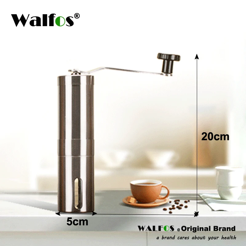 Серебряная кофемолка WALFOS мини ручная из нержавеющей стали ручной работы