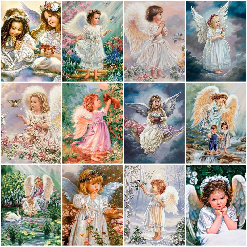 

5D Full Drill Embroidery Diamond Painting Angel Girl Diy Mosaic Cross Stitch Kits Fairy Wings Rhinestone Handmade Kids Gift