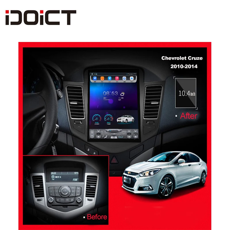 Автомобильный DVD плеер IDOICT TESLA Android 9. 0 2G + 32G GPS навигация Мультимедиа для Chevrolet Cruze