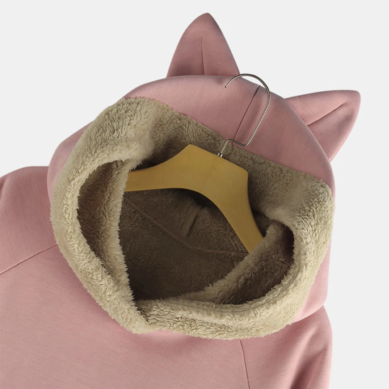 

Sweatshirt Christmas Womens Long Sleeve Cat Printed Warm Fleece Button Kawaii Cat Ear Winter Warm Hoodies Plush Hoody Clothes