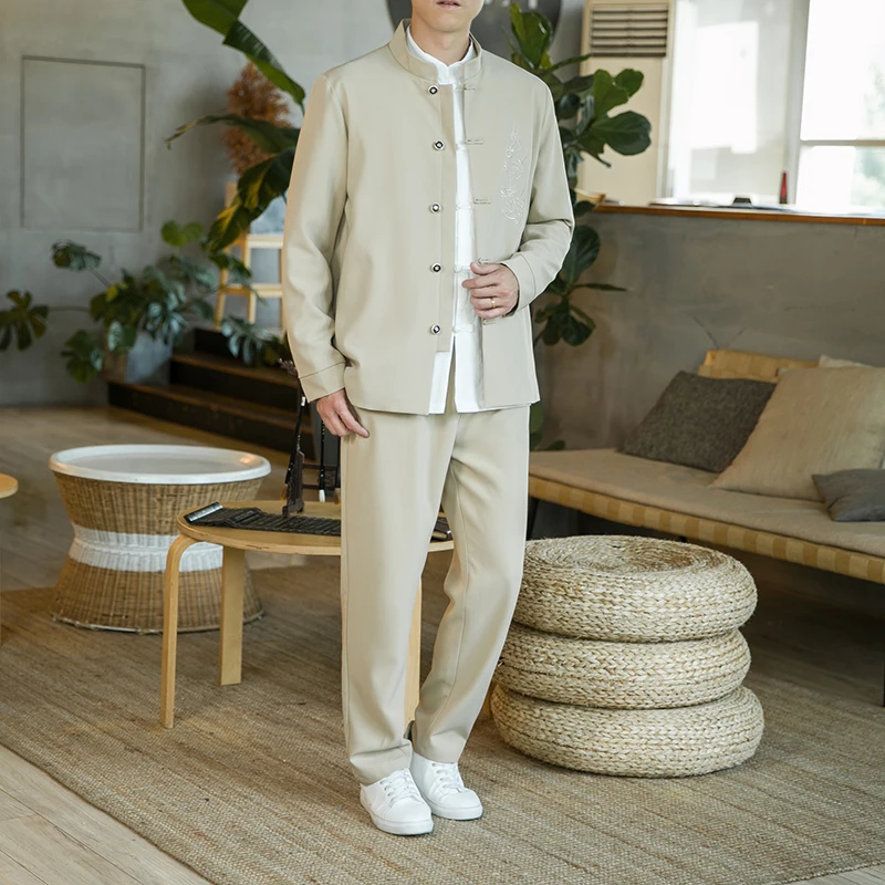 Осень-зима 2021 мужской костюм в китайском стиле Тан раньше комплект из двух