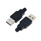 10 шт. Тип A входящий штекер USB 4 Pin разъем с черной Пластик крышка DIY Наборы