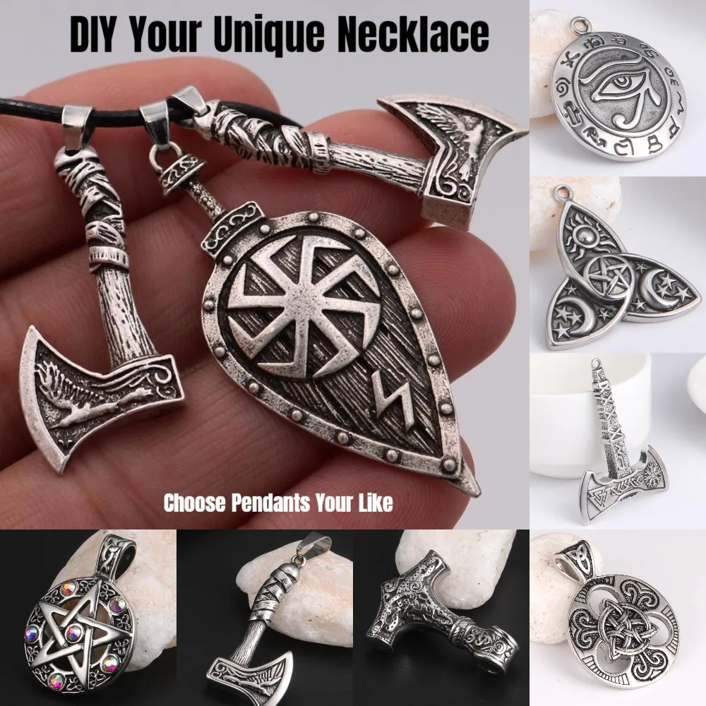 Подвеска викингов Wicca из нержавеющей стали для мужчин и женщин ожерелье с кулоном