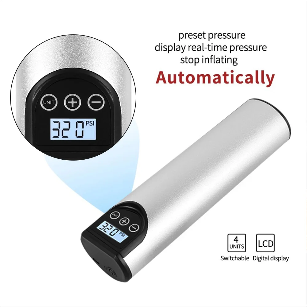 barato Compressor De Ar Portátil Para Carro, 12v, Psi, Mini Bomba Elétrica Inflável Para Carro, Bicicleta, Bomba Recarregável Com Luz De Emergência De Led