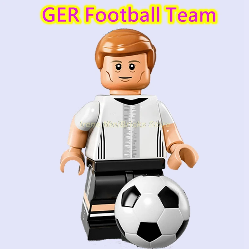 GER Football Team Football Player Cristiano Ronaldo Neymar Beckham Kobe Bryant Messi Pogba Modric Labron James Toys For Children Building Blocks - Цвет: GER Football Team