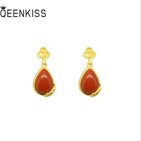 qeenkiss eg5125 fine jewelry wholesale fashion hot woman bride birthday wedding gift water drop agate 24kt%c2%a0gold drop earrings
