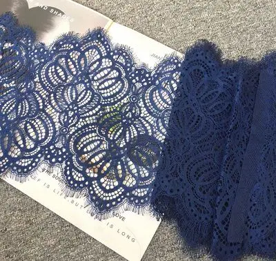 navy blue Широкий 23 см длиной 3 м европейский ресницы кружева DIY одежда юбка сексуальное белье декоративная кружевная ткань - Цвет: navy blue