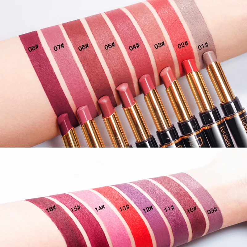 Профессиональная бархатная губная помада 2 в 1 водостойкая матовая для макияжа 16