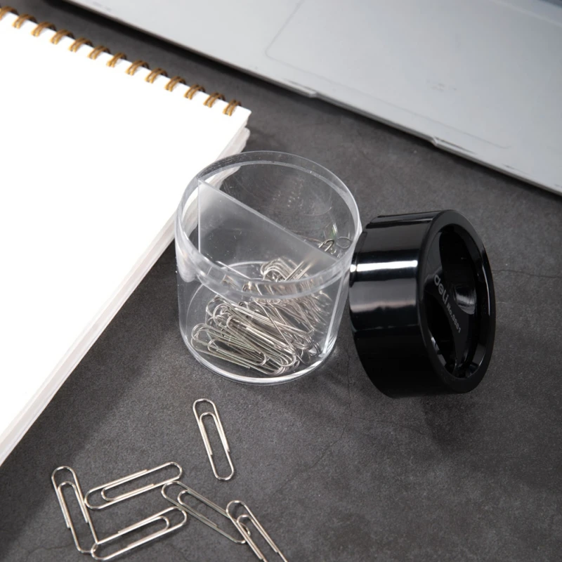 

Deli Paper Clips Box Cylinder Magnetic Adsorption Upper Cover Paper Clip Office Accessories Stationery