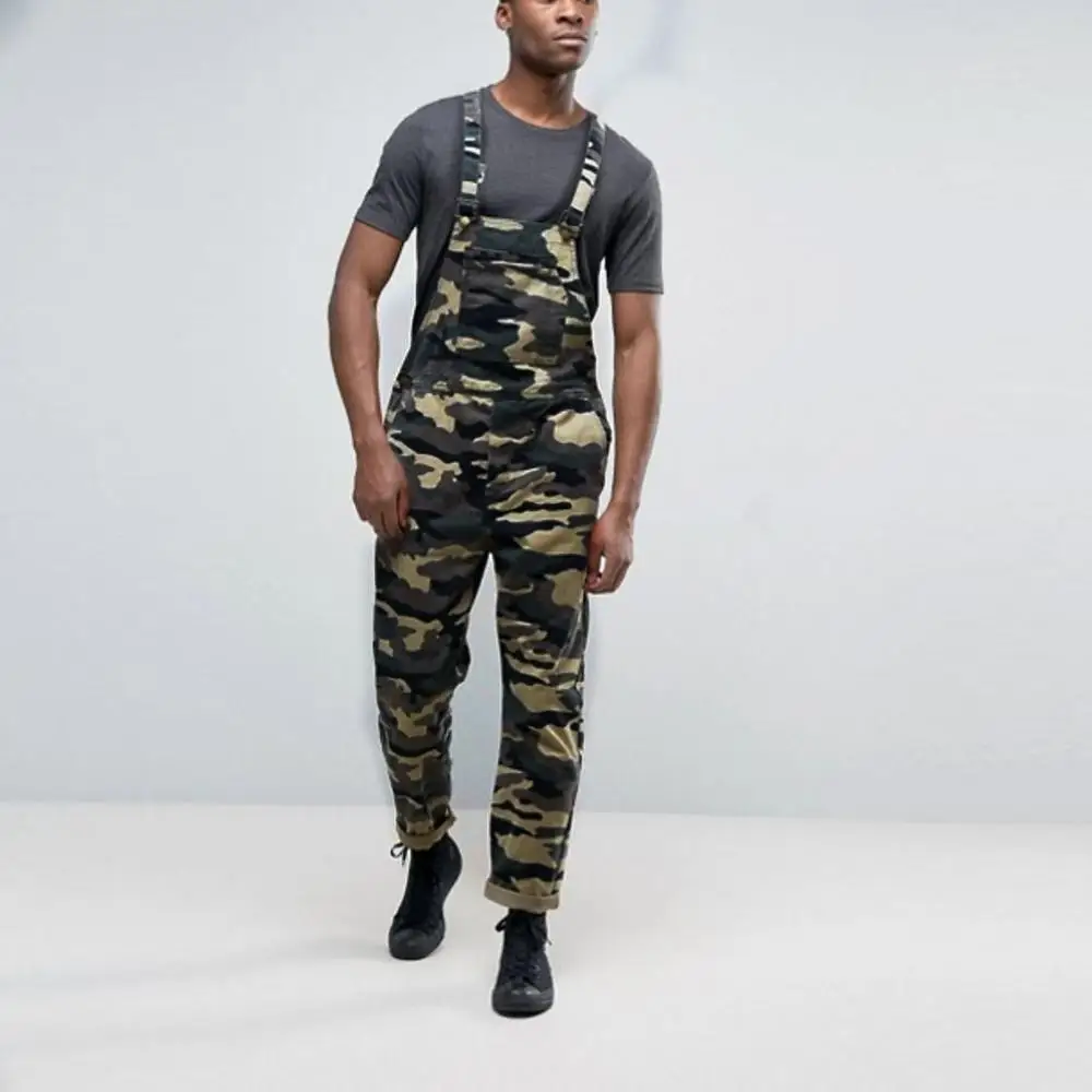 Зеленый Men jumpsuit Men's Overall Casual pantalones hombre Jeans Wash Broken Pocket Trousers Suspender pantalon invierno hombre Pants - Цвет: Зеленый