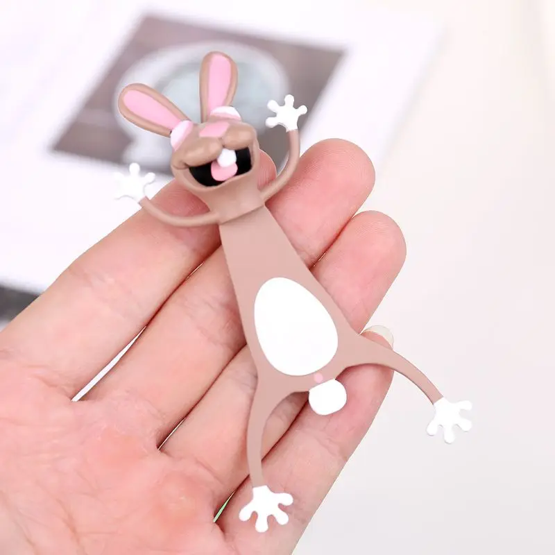 

3D Stereo Cartoon Lovely Animal Bookmark Cute Cat Rabbit Funny Student Kids Gift
