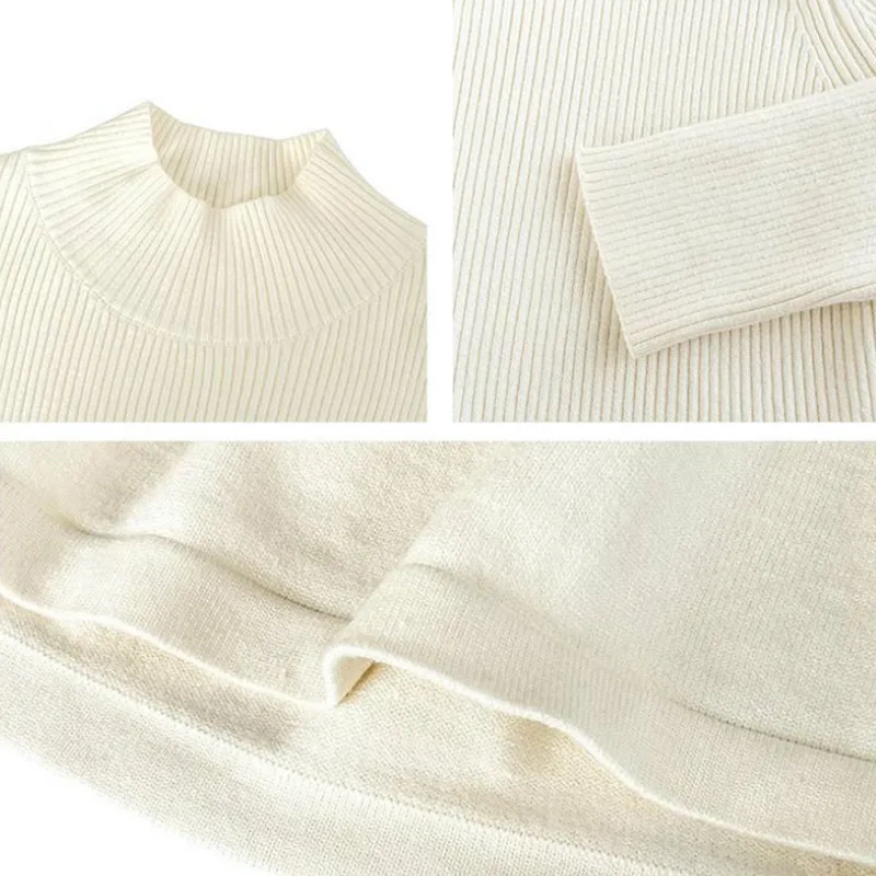 

Long Sleeve Dress Women Knitted Loose Autumn-winter Leisure Solid Simple All-match Vestidos Mid Calf Length Elegant Vintage New