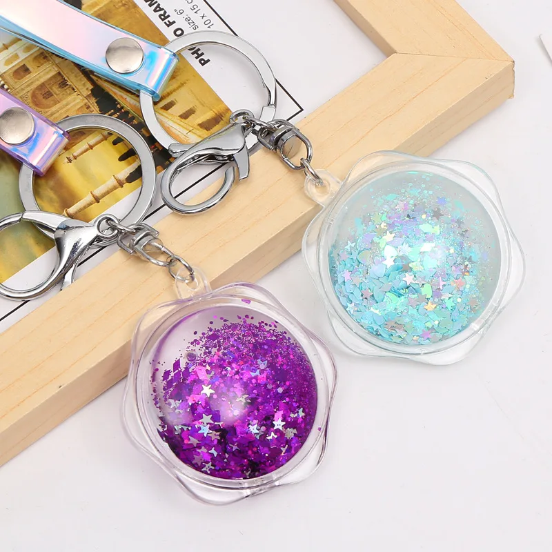Двигающийся брелок с жидкостью автомобильная звезда быстрый песок брелки для