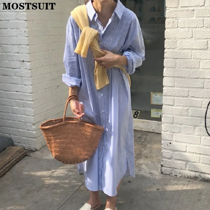 

Платье-рубашка женское, однобортное, в полоску, с длинным рукавом