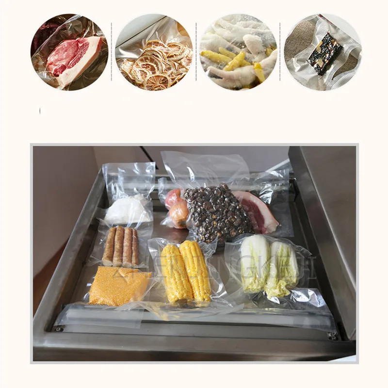 

Fully Automatic Vacuum Machine Vegetables And Fruits Seafood Grains Beans Wet Dry Packaging Equipment Commercial Sealer 1000W