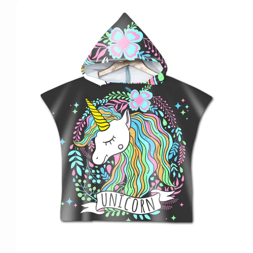 Многоцветный New Children Mermaid Cute Cartoon Hooded Cloak Beach Towel Animal Printed Microfiber Baby Boys Girls Kids Swimming Bath Towel - Цвет: Многоцветный