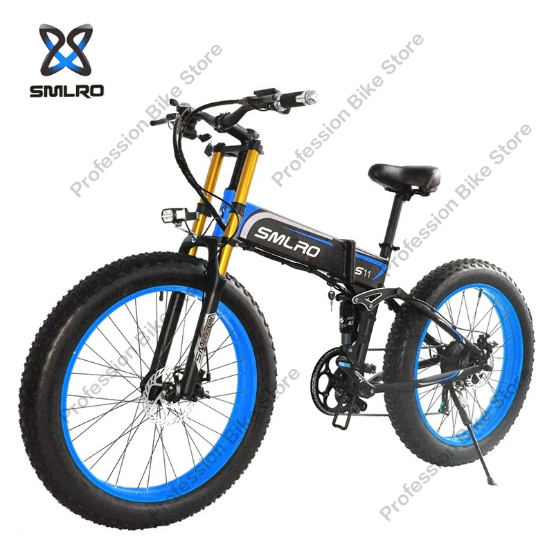 Online SMLRO S11PLUS1 Erwachsene 26 Zoll Elektrische 1000W 48V 21 Geschwindigkeit Fahrrad Ebike Faltbare Berg Fett Bike E-fahrrad Strand Snowmobie Mtb
