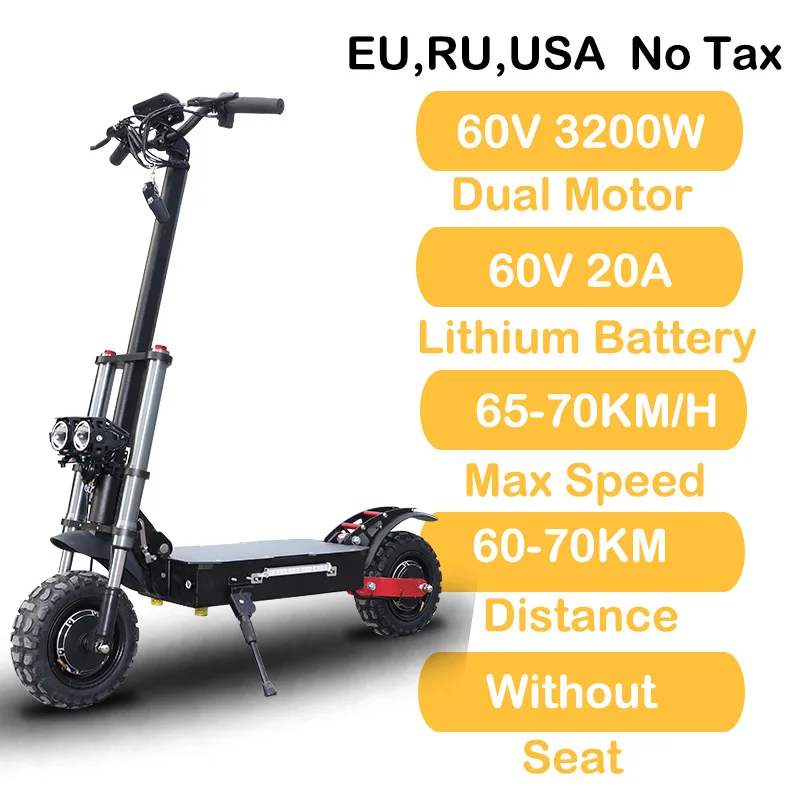 3200w60v20anoseat 11 дюймов 60 в 3200 Вт внедорожный электрический скутер 100-110 км мощный складной электрический велосипед самокат для взрослых с сиденьем - Цвет: 3200w60v20anoseat
