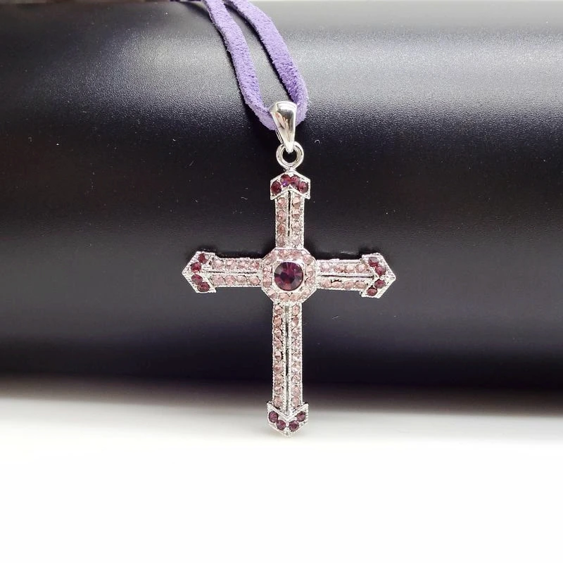 Винтажное ожерелье с подвеской крестом из искусственных страз|Ожерелья