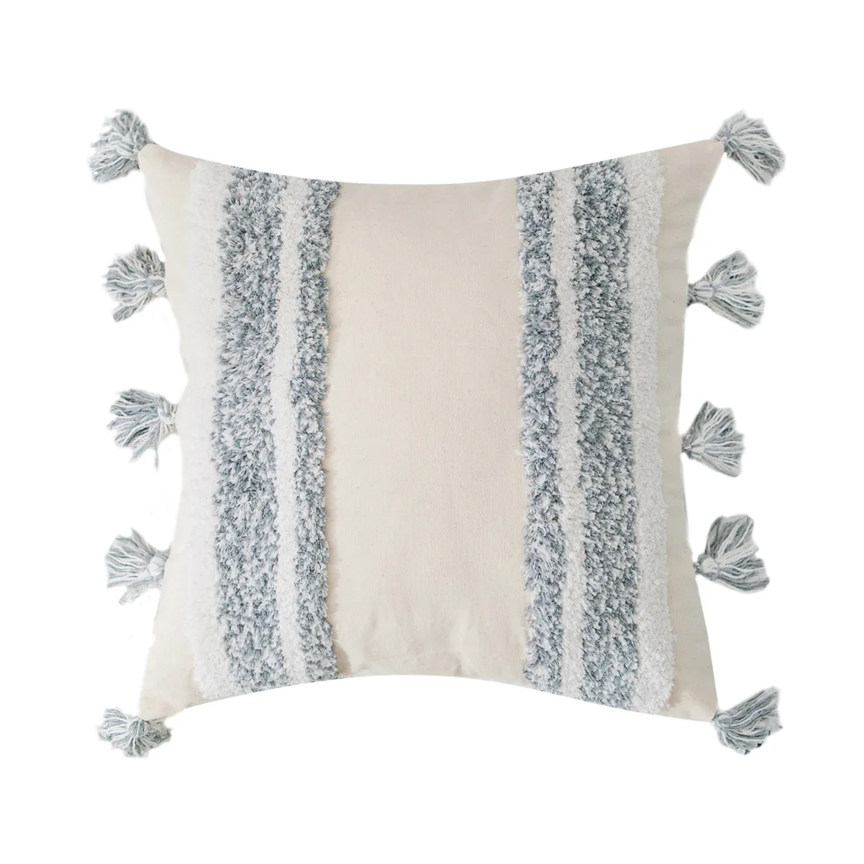 

2 Sizes Indian Style Handmade Tassel Cushion Pillow Cover Embroidery Pillow Case Nordic Moroccan Farmhouse Home Decor