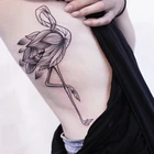 Черная татуировка с фламинго, цветок, тату, роза, искусственная татуировка, Орхидея, лотос, боди-арт, водонепроницаемые наклейки, татуировки, временные татуировки
