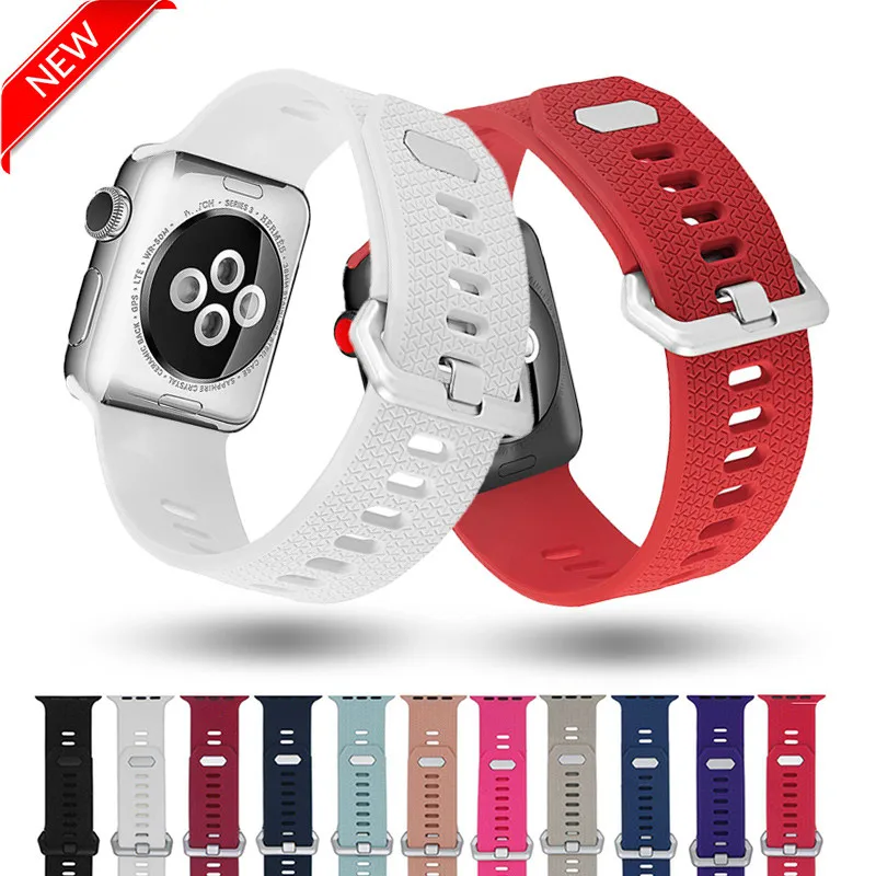 Ремешок силиконовый для Apple Watch Band 5 42 38 мм спортивный Воздухопроницаемый сменный