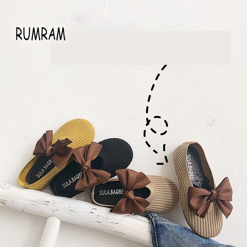 RumRam/Детская танцевальная обувь на плоской подошве с большим бантом модная