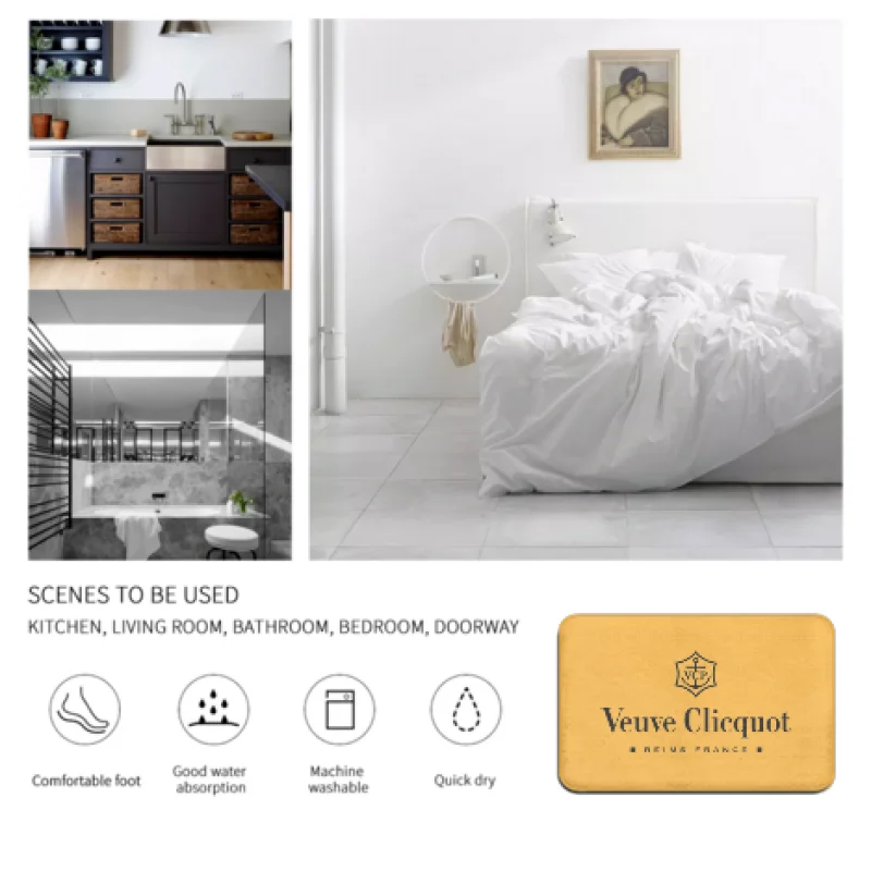 

VeuveClicquot Champagne Printed Flannel Room Bathroom Mat Doormat Size 40Cm By 60Cm Room Bedroom Home Decoration Free Shiping