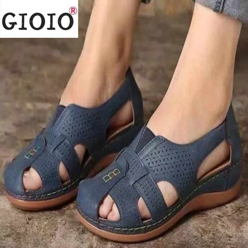 

Сандалии женские кожаные в римском стиле, мягкие босоножки на низком каблуке, модная Винтажная обувь, гладиаторы, лето 2021