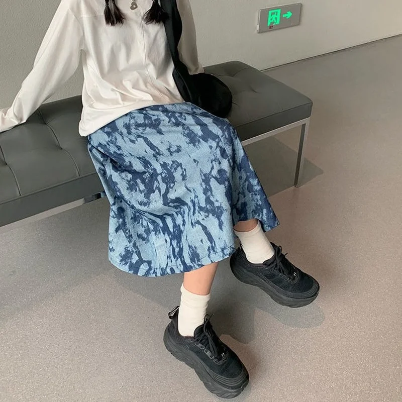 Юбка женская прямая до середины икры повседневная Милая винтажная одежда из