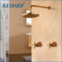 KEMAIDI Antique Brass/Black Bathtub Basin Shower Mixer Tap  Bathroom Sink Mixer Tap Faucet 3 Pcs Shower Faucet Dual Handle Mixer