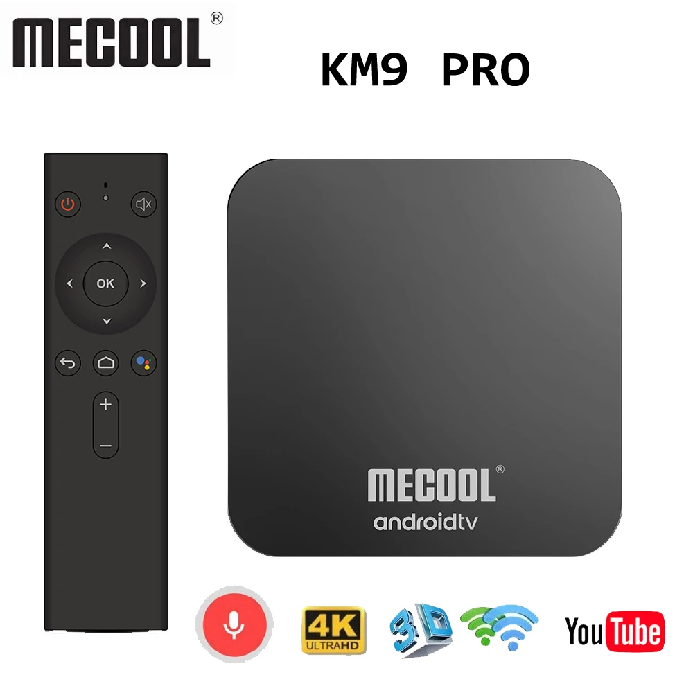 ТВ приставка MECOOL Smart Android 9 0 KM9 Pro 4 Гб + 32 ГБ медиаплеер Amlogic S905X2 Двойной Wi Fi Bluetooth