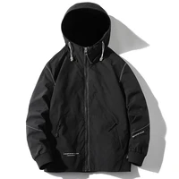 korean style men solid color hooded jacket men springautumn trend jacket men zip up hoodie plus size clothes lightweight jacket