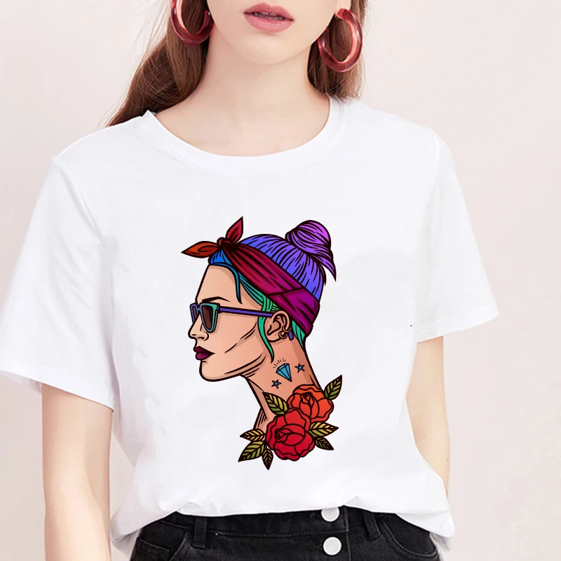 Женская футболка в стиле Харадзюку белая ретро с коротким рукавом подходит для