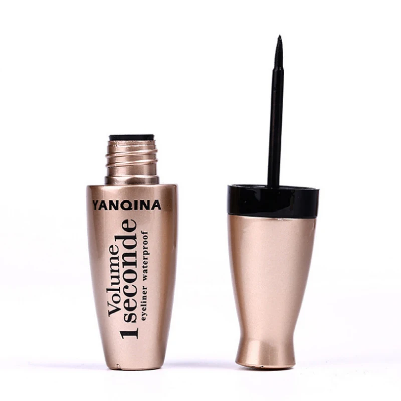Золотая трубка жидкая подводка для глаз Ручка черный макияж Гонг