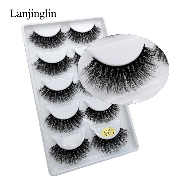 LANJINGLIN 10 коробок/лот норковые ресницы натуральные длинные накладные ресницы ручная работа Мягкие 3d норковые ресницы макияж Искусственные ресницы G808