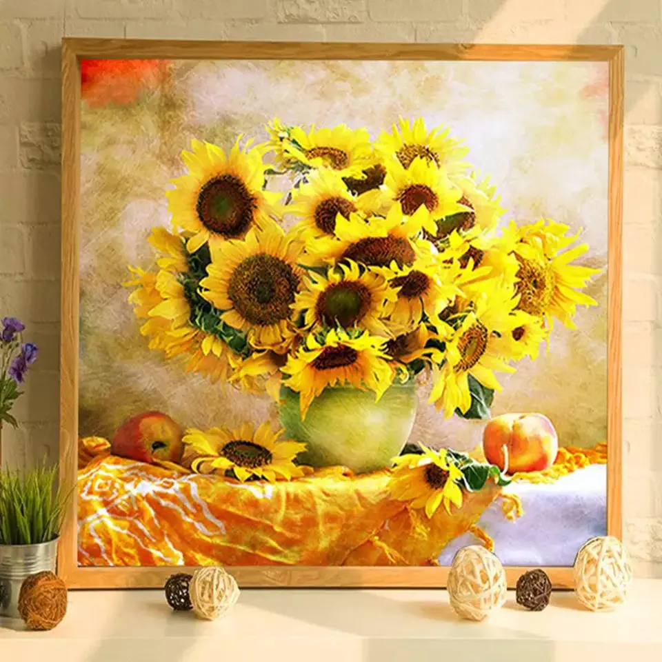 

NEW Home 5D diamond painting handicraft sewing cross stitch "sunflower" full square DIY stick diamond embroidery decoration gift