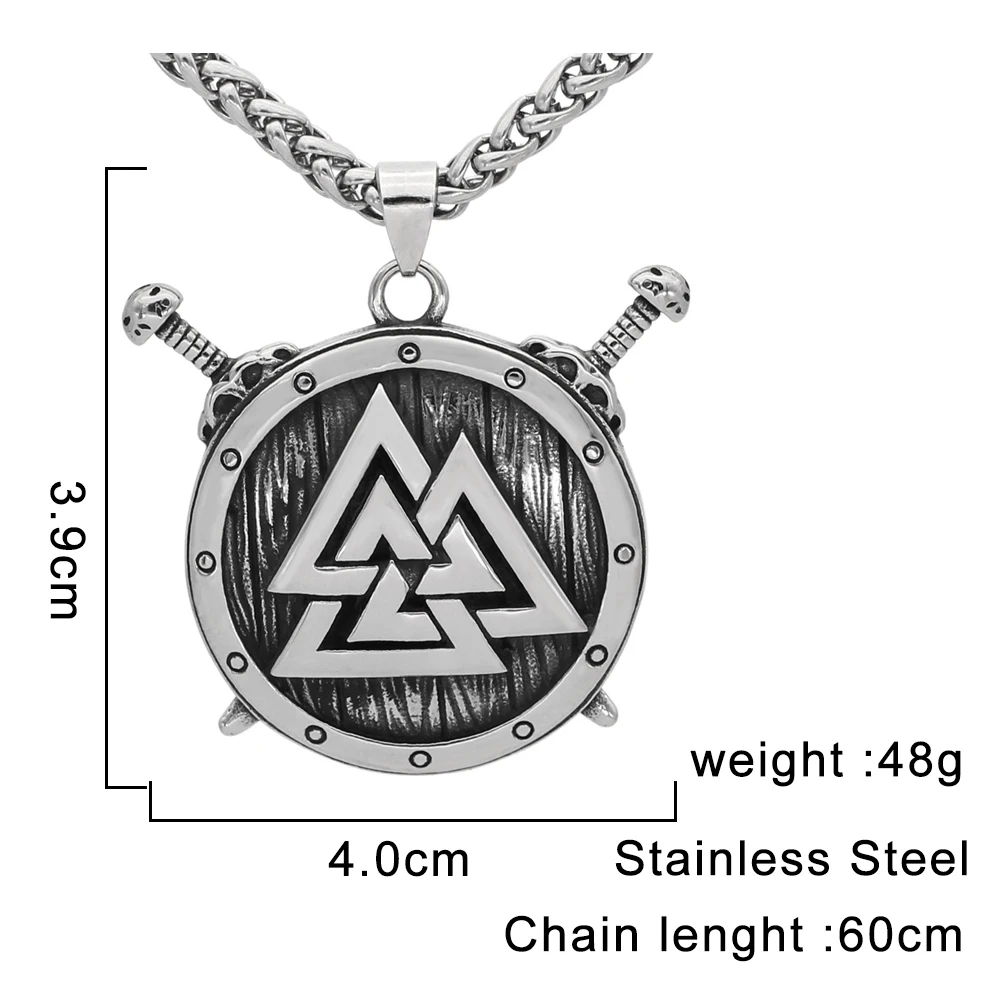 Мужской скандинавский Викинг щит меч валкнут талисман ожерелье с дизайном Руна