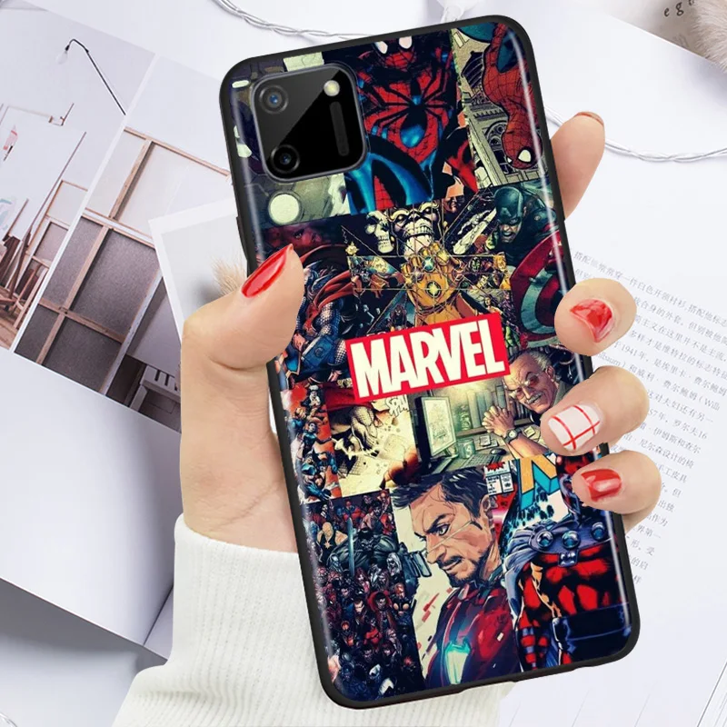 

Marvel Avengers Logo For OPPO Realme 7i 7 6 6S 6i 5 5S 5i 3i Narzo 10 20 Pro Global Soft TPU Silicone Black Cover Phone Case