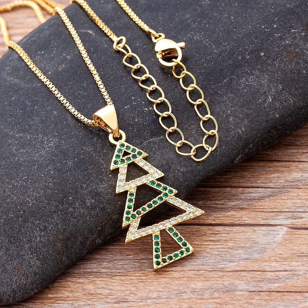 

Nidin Top Quality Christmas Gift Series Christmas Tree Bell Elk Pendant Chain Necklace For Women Kids Fine Party Jewelry Gift