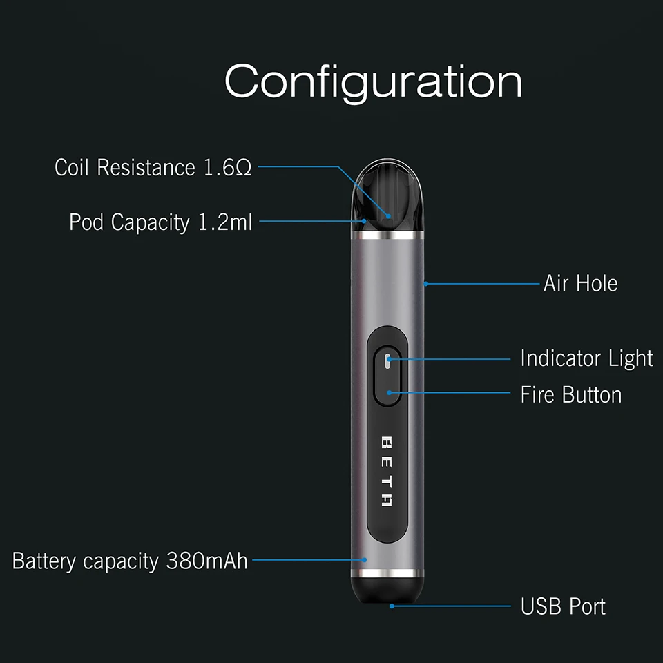 Оригинальный набор Think Vape Beta Pod аккумулятор 380 мА · ч 1 2 мл многоразовая ручка