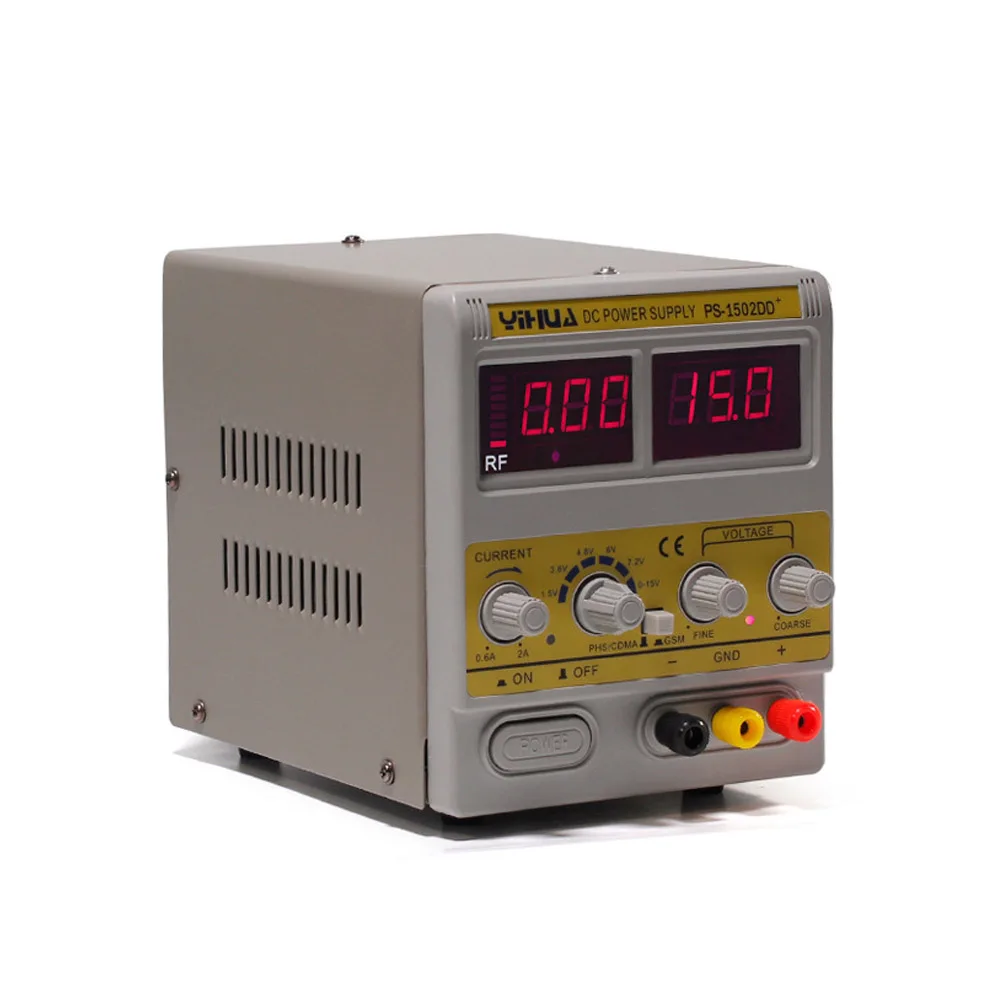 Новейший YIHUA 1502DD+ для мобильного телефона 15V 2A Регулируемый источник питания постоянного тока с светодиодный дисплеем
