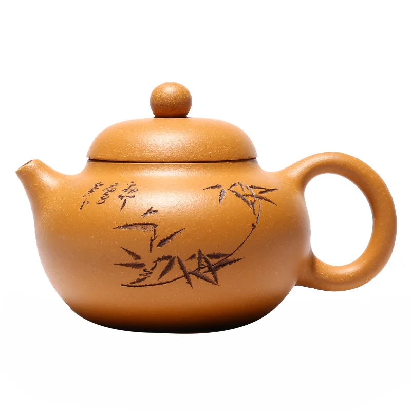 

Yixing handmade purple clay teapot original ore section clay green bamboo Wendan teapot kungfu tea set gift